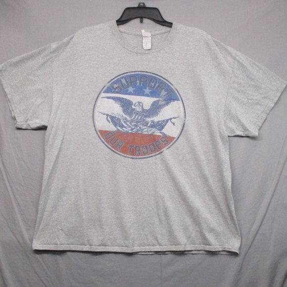 Delta Other - Gildan Support Our Troops Graphic‎ Print T- Shirt Gray Men Size | 2XL